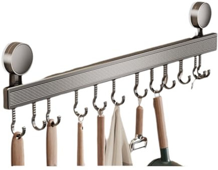Enigmaire Hakenleiste KüChe,Küche Edelstahl Hängeleiste,Hakenleiste KüChe Ohne Bohren,Utensil Küchenreling,ohne Bohren,abnehmbar Gutes Tragfähigkeit,für Küche Badezimmer Schlafzimmer.