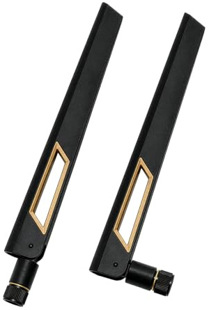 Dualband-Signalverstärker, WLAN-Antennen (2,4 GHz/5 GHz - 5,8 GHz) mit SMA-Stecker für kabellose Kamera, Router, Hotspot, Schwarz und Silber, 2 Stück