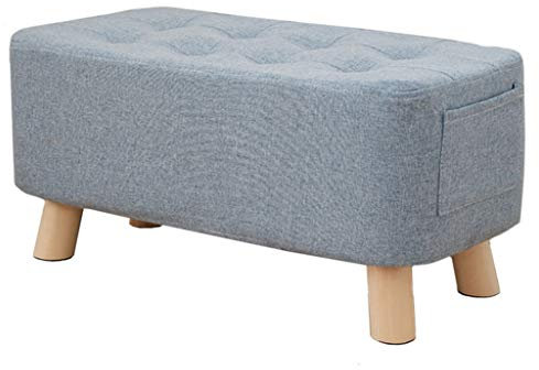 Leinen-Fußhocker, Ottomane, Sitzbank, Fußstütze, Sitz, Tisch, Pouf, 60 x 28 x 29 cm, Grau