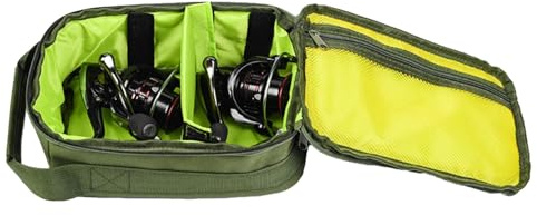 Angelrollen-Koffer | Angelausrüstungskoffer wasserdichte Outdoor-Rollen-Tragetasche | Mehrere Fächer, Angelzubehör-Tasche, große Kapazität, Oxford-Stoff für Angelausrüstung & Rollen, grün, Refer to