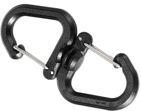 Rotating Double Carabiner - Locking Rotating Climbing Carabiner | Swivel Rotating Carabiner Clip, S Chain Hooks, Multi-Use Backpack Keychain Carabiner With 360 Degree Swivel For Backpacks, Dog Walking