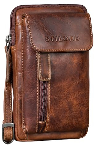 STILORD Mael 2-in-1 Umhängetasche Herren Leder Handytasche zum Umhängen Gürteltasche Brusttasche - Stilvoller Brust-Beutel Klein Schultertasche Männer aus Echtleder Farbe:Salerno - braun