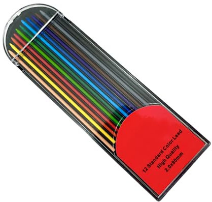 12 Stück 2,0 mm dicke Bleistiftminen, 2,0 mm Druckbleistift-Nachfüllungen für Studenten, Künstler, Zeichnen, Skizzieren, Kunst, Illustrationen