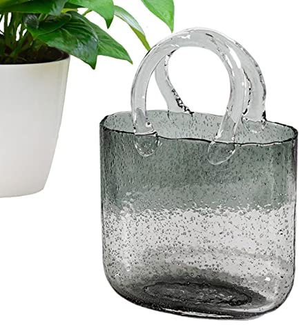 Vase de sac à fleurs : vase en verre transparent dans un sac, avec bulles, vase en verre transparent pour la décoration, bon pour la disposition florale, la décoration centrale et pour