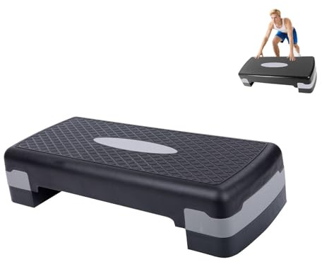 Stepper Fitness Aerobica Regolabile, Piattaforma Antiscivolo con 2 Altezze (10-15 cm), Attrezzi per Palestra a Casa e in Palestra, Materiale PP Ecologico(Grigio)
