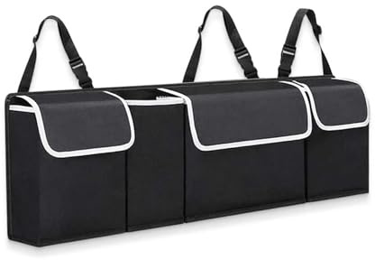 YJTYC Hängende Auto Kofferraum Organizer für VW Passat B6 Golf 4 Golf 5 Passat B5 Golf 7 Polo Golf 4 Passat B8 Golf 5, Oxford Rücksitz Kofferraumtasche Aufbewahrungsbox Faltbar Wasserdicht