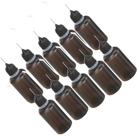 SEWOART 20pcs Plastic Squeeze Bottles Steel Nozzle, 30ml Engine Oil and Glue Applicator Bottles, Black Needle Tip Oil Dispenser Set for Machine Lubrication and DIY Crafting