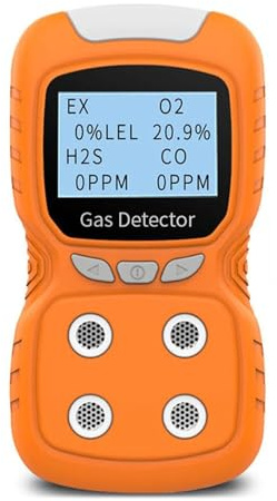 4-Gas Monitor Meter Tester Analyzer Portable Gas Detector CO Monitor Digital Gas Detector Vibration Alarm Quality Tester Precise Sensors for Fast Detection