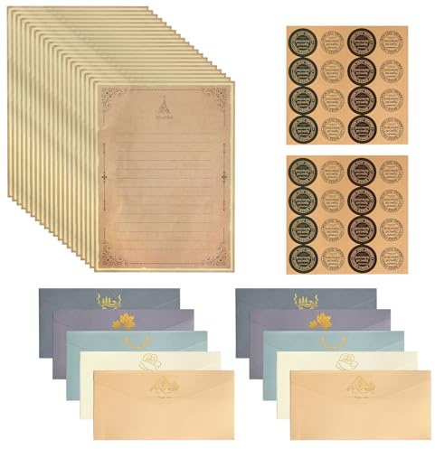2er-Set Briefpapier mit Umschlag, Briefumschläge Bunt, Briefpapier Liniert, Handgeschriebene Liebesbriefe, für Hochzeitseinladungen, Grußkarten, Handgeschriebene Liebesbriefe