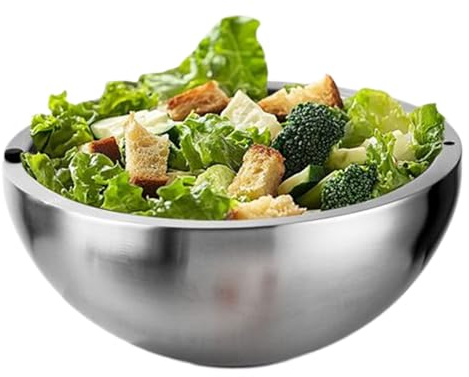 Dewireaey Bol De Service Réfrigéré - Plat Isotherme En Acier Inoxydable | Grand Bol Isotherme Pour Guacamole Sauces Condiments Fruits Crevettes Poisson Et Plats Chauds De Fête