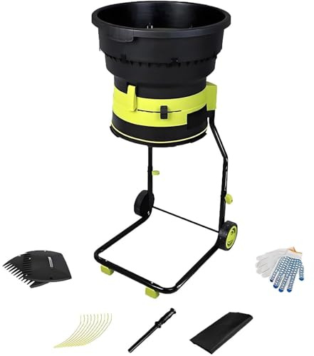 XUXIAO Trituratore Elettrico per Foglie da 2500 W con Ruote, Sacco di Raccolta, trituratore Elettrico per Foglie, 8.000 Giri/min, tritura in Modo efficiente 208 l/min 10MPowerCord