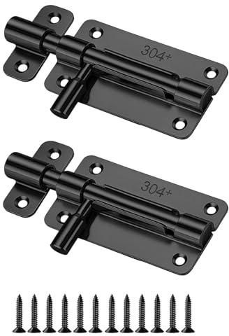 2 Piezas Cerrojos de Puerta Deslizantes de Acero Inoxidable, Inoxidable Perno de Puerta, Cerrojo Puerta Interior, Pestillos para Puertas y Ventanas, Pasador de Seguridad para Jardín, Baño