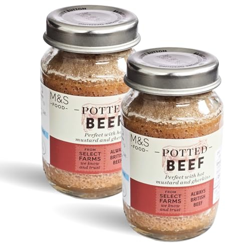M&S Potted Beef, British Beef Spread, 75g Jar, Ready-to-Eat with Mustard Kick, Perfect for Sandwiches and Baked Casseroles Pack of 2