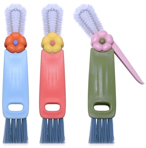 3PCS Cup Lid Gap Cleaning Brush, 3 in 1 Cup Lid Cleaning Brush, Portable Multifunctional bottle cleaner, U Shaped Bottle Brush Home Kitchen Cleaning Tools, for Bottles Gaps Tight Spaces Cups and Lids