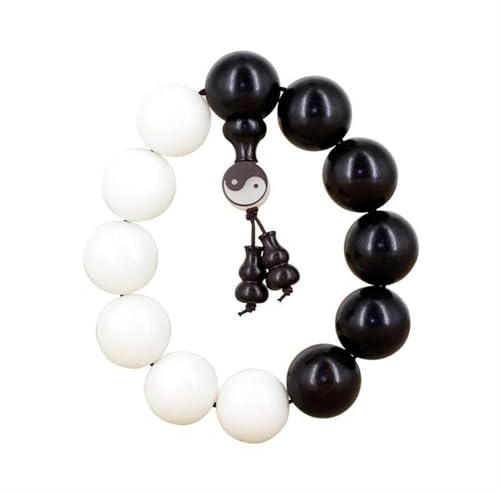 pärlarmband, Taiji Bagua Strängar Enkelcirkel Dao Pärlor Buddha Blandade Yin och Yang Jade Bodhi Ebenholts Armband(18mm)