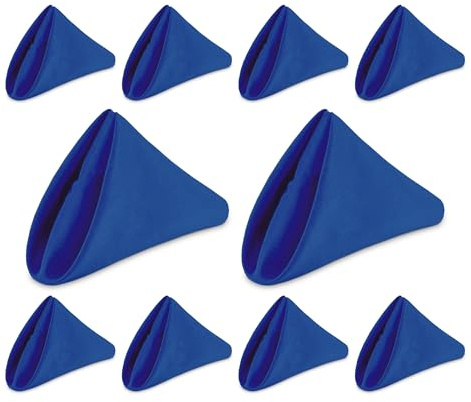 WedDecor Cloth Napkins 20 x 20 Inch 100% Polyester Royal Blue, 10pcs | 180 GSM Dinner Table Napkins With Hemmed Edges, Machine Washable And Reusable For Weddings, Banquets, Events And Home