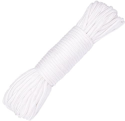 Trimming Shop 3mm Blind Cord Braided Nylon String for Aluminum Blind Shade, Windows, Repair Roman Shade, Gardening Plant & DIY Craft Projects, White, 50 Metres