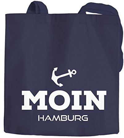 MoonWorks Jutebeutel Stofftasche Moin Hamburg Anker Anchor Baumwolltasche navy 2 lange Henkel