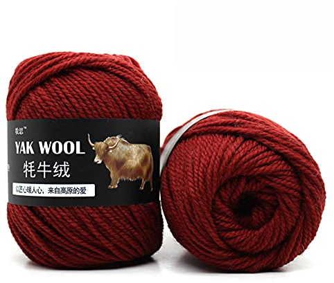 500g Strickwolle Wollgarn Kaschmir - Häkelgarn gemischt Yak Wolle & Wolle & Merzerisierter Samt für kleine und Kinder Garnprojekte Basteln Stricken Häkeln Mehrfarbig Rot
