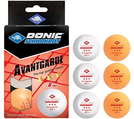 Donic-Schildkröt Tischtennisball Exclusive 3-Stern, Poly 40+ Qualität, für fortgeschrittenes Freizeitspiel und intensives Training, 6 STK., 3X weiß / 3X orange