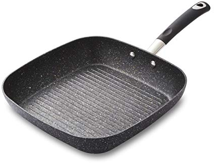 Tower T900115 Precision 28cm Non-Stick Forged Aluminium Grill Pan Diamond Coating, Soft Grip Handle, Black