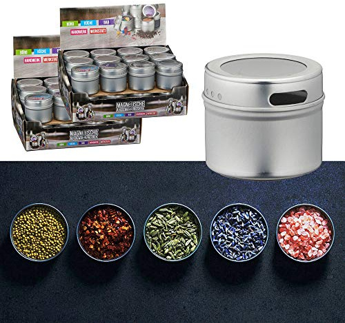 Cepewa Aufbewahrungsdosen magnetisch 4 x 6er Set Gewürzdosen Gewürzbehälter Mehrzweckdose Dosen (4 x 6er Set Aufbewahrungsdosen)