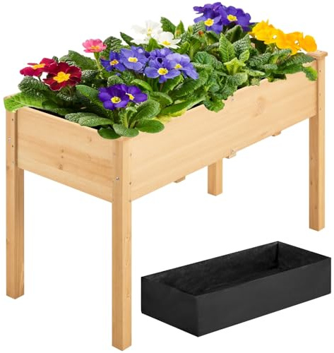 Yaheetech Carré à Plantes en Bois Carré Potager sur Pieds pour Intérieur Extérieur 121 x 60 x 76,5 cm