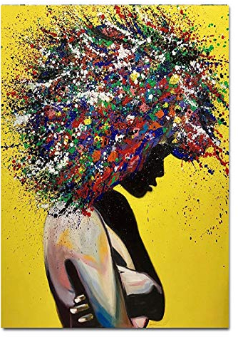 Rumlly Moderne Graffiti Wandkunst Leinwanddrucke Abstrakte Pop-Art Mädchen Aquarell Leinwandbilder Wandbilder für Wohnkultur 40x60cm rahmenlos