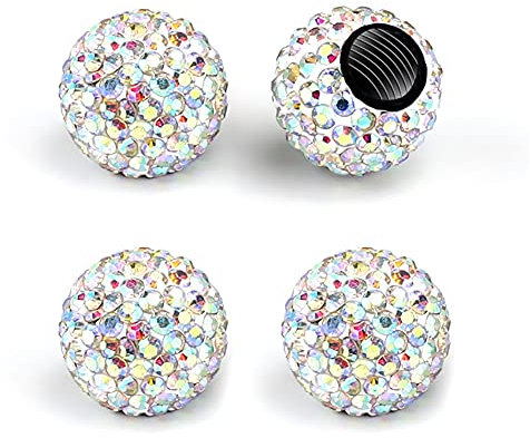 Bling Bling Ventilkappen,Asudaro 4Stück Auto Reifen Ventilkappen Strass Universal Reifenventil Staubkappen Glitzer Diamant Reifenventilkappen für Auto Bus LKW SUV Motorrad Fahrrad,Farbe