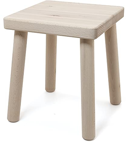 Holzfee Kinderhocker Kinderstuhl Hocker Holz Massive Qualität 25 x 25 x 30 cm Buche naturbelassen