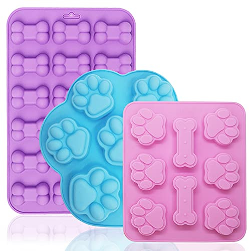 3 Stück Silikon Schokoladenförmchen, FineGood Wax Melt Mould Silikon Dog Treat Form Backblech