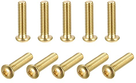 sourcing map Messing-Maschinenschrauben, M4 x 16 mm, Kreuzschlitz-Befestigungsschrauben für Möbel, Büroausrüstung, Elektronik, 12 Stück