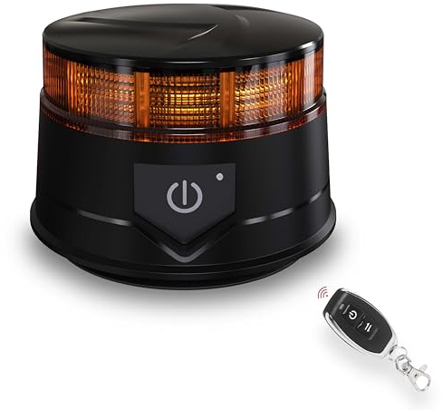 Agrieyes Remote Control Beacon Light, Rechargeable Wireless Flashing Lights, 12-30V Amber Strobe Lights for Golf Cart Magnetic, Safety Warning Caution Lights for Trucks, Construction