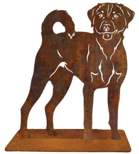 Terma Stahldesign Rost Hund Appenzeller Sennenhund Lebensgroß Handmade Germany tolle Gartendeko aus Metall Figur deko Geschenk Rostfigur Garten deko Gartenfigur, hundegrab deko