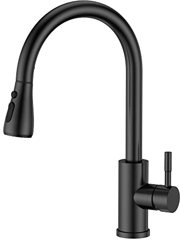 FORIOUS Robinet Cuisine Noir, Mitigeur Cuisine Douchette, Pivotant à 360° d'Évier à Arc Élevé Pulvérisateur Escamotable 2 Modes