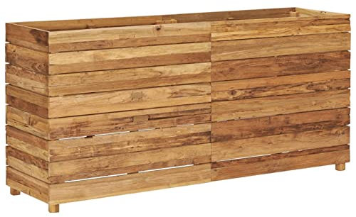 XIAOGUANG Hochbeet, Palettenrahmen, Hochteich, Gemüsebeet, Kräuterregal Balkon, Blumenbeet, Kräuterspirale, Tomatenbeet, Pflanzhochbeet, 150 x 40 x 72 cm Recyceltes Teakholz und Stahl