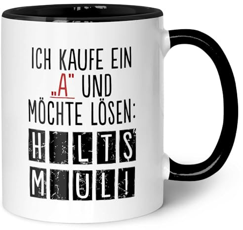 GRAVURZEILE Bedruckte Tasse mit Spruch - Ich kaufe ein A - Lustige Spaßtasse als Scherzgeschenk - Geschenk für Freundinnen Kollegen & Familie für Büro und Alltag - für Sie & Ihn Farbe Schwarz