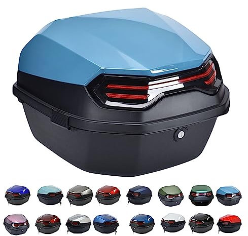 JUNNIU Motorrad-Topcase, 40 x 40 x 28 cm, Roller-Kofferraum, Gepäckaufbewahrungsbox mit Sicherheitsschloss, Motorrad-Heckbox für Helm/I Decoration