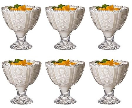 SanzIa Coupes à Glace en Verre, 6 Tasses à Cocktail, Tasses à Dessert réutilisables for Pudding, Salade, Fruits, collation, Cocktail, (245 ML/8,3 oz), for Les Mariages, Les Anniversaires