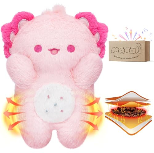 MeWaii Microwavable Axolotl Heating Pad - Cute Plush Axolotl Heat Pack for Period Cramps, Stress Relief & Soothing Warmth - Soft Heatable Plush Toy Gift for Girls & Women