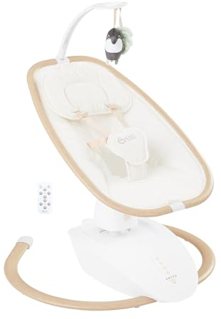 Babymoov Babyschaukel Swoon Hoop Sand - elektrische Babywippe inklusive Fernbedienung, 90° drehbarer Sitz, 5 Schaukelbewegungen, 8 Melodien, ab der Geburt bis 9kg