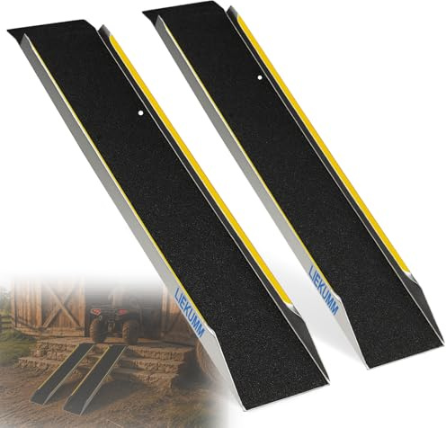 LIEKUMM Wider Loading Ramps 120 x 28 cm, Aluminium Portable Motorbike Ramp, 600 kg Load Capacity Heavy Duty Vehicle Ramps for Van, Quad ATV, UTV, Lawn mower, Trailers Dirt Bikes, Trolleys, Motorcycle