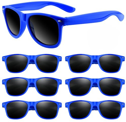 ASTARON Gafas de Sol a Granel, Paquete de 6 Gafas de Sol para Fiestas en la Playa de Verano, Fiesta de Boda en la Piscina, Gran Regalo para la Piscina, Fiesta de Cumpleaños (Azul)