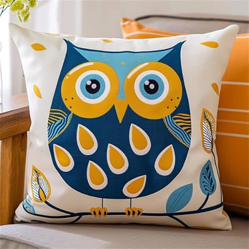 kitphoenix Kreuzstichkissen,Stickset für Kreuzstichkissen,Stickset Anfänger Eule DIY Bastelset Vorgezeichnet Erwachsene zum Sticken mit Stickvorlage & Sticknadel und Stickgarn 40x40cm