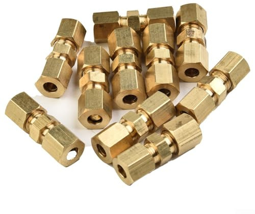 Eawfgtuw Lot de 10 raccords de ligne de frein, Ø 4,75 mm ou 3/16, raccords en laiton pour tuyau de frein évasé inversé de 4,75 mm