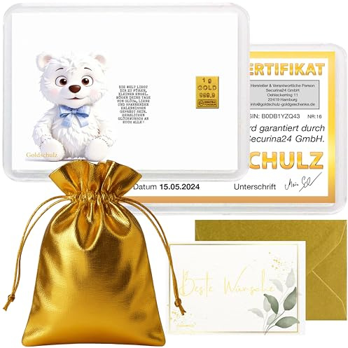 Goldschulz Goldbarren 1g 1 Gramm Motivbox - Geburt Boy - Geschenk + Echtheitszertifikat