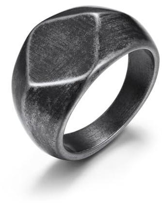 GoldChic Simple Damen Herren Fingerring 13mm breit Edelstahl Schlichter Siegelring für Frauen Männer Vintage Gravur Freundschaftsring Trauring Ringgröße 59.5(19)