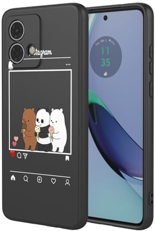 SEAHAI Funda para Motorola Moto G84 5G, Ultradelgado Suave Carcasa de Silicona Líquida, Moda TPU Bumper Antigolpes Cubierta con Patrón de Animales de Lindas Flores - Negro S05