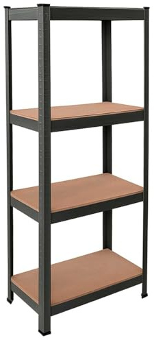 OcioDual Etagere Metallique Gris Tiny, Etagere Rangement Outillage, 150x60x30cm Storage, Étagère Garage Metal, Étagère Metallique Garage, sans Vis, 240kg, 4 Etagères MDF