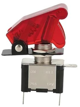 Interruttore a levetta da 12 V illuminato a 3 pin ON/OFF 20 A con protezione del coperchio ribaltabile for aereo(Transparent Red,White)